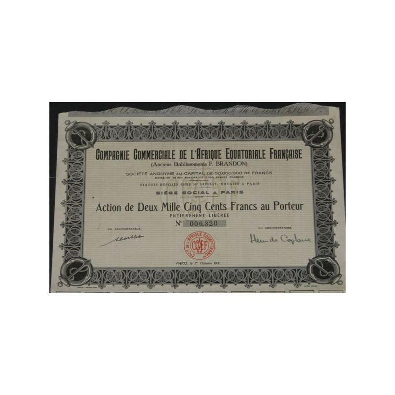 Cie Commerciale de l'Afrique Equatoriale Française (Anc Ets F. Brandon) (Act 2500 F)