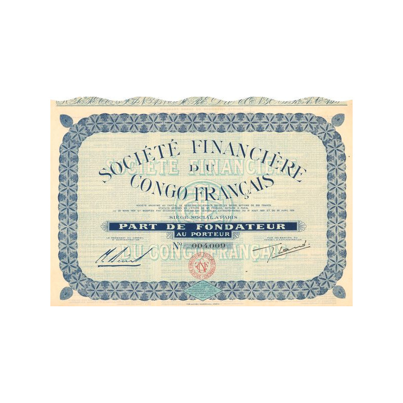 Sté Financière du Congo Français (PF)