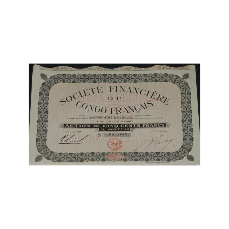 Sté Financière du Congo Français (Act grise)