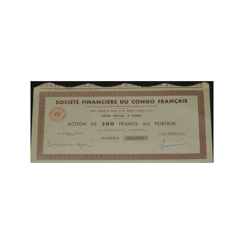 Sté Financière du Congo Français (Act marron)