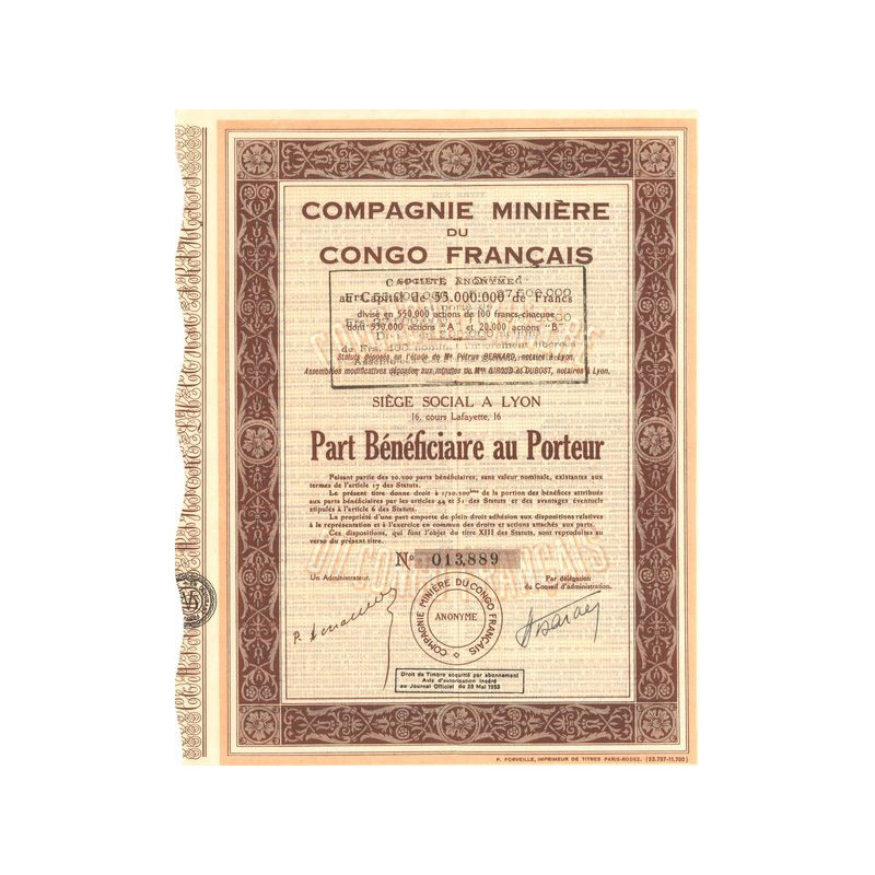 Cie Minière du Congo Français (PB)