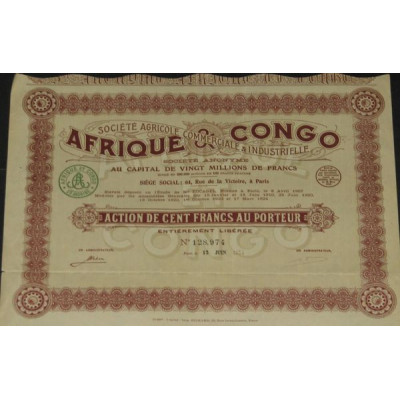 Afrique & Congo - Sté Agricole Commerciale & Industrielle (Act 100 F)