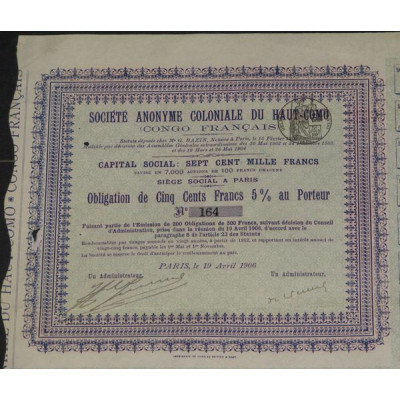 S.A. Coloniale du Haut-Como (Congo Français) (Obl)