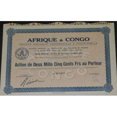 Afrique & Congo - Sté Agricole Commerciale & Industrielle (Act 2500 F)