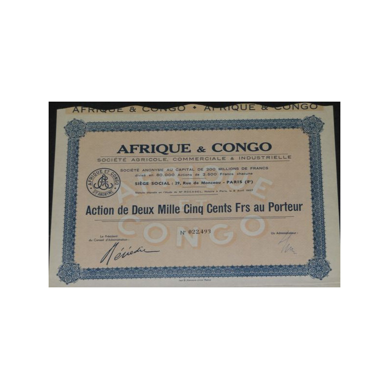 Afrique & Congo - Sté Agricole Commerciale & Industrielle (Act 2500 F)