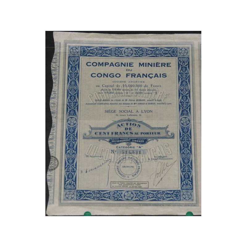 Cie Minière du Congo Français (Act 100 F)