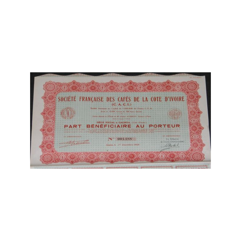 Sté Française des Cafés de la Côte d'Ivoire (C.A.C.I.)