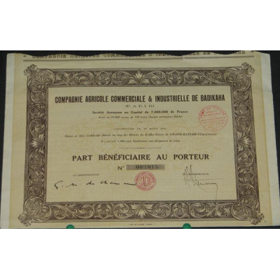 Cie Agricole Commerciale & Industrielle de Badikaha (C.A.C.I.B.)(B)