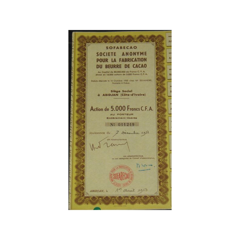 SOFABECAO S.A. pour la Fabrication du Beurre de Cacao