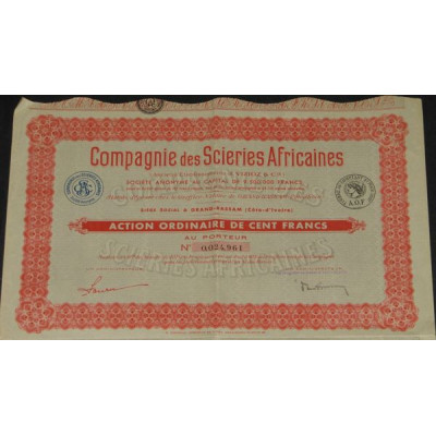 Cie des Scieries Africaines (Act Ordi. 100 F)