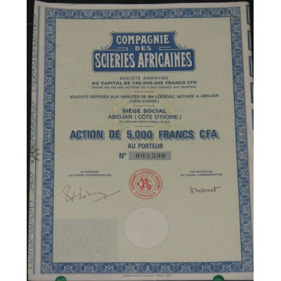 Cie des Scieries Africaines (Act 5000 F C.F.A.)