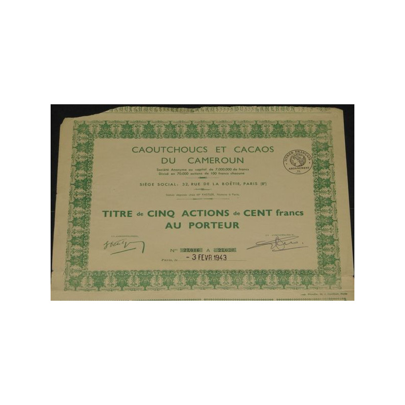 Caoutchoucs et Cacaos du Cameroun (5 Ac)