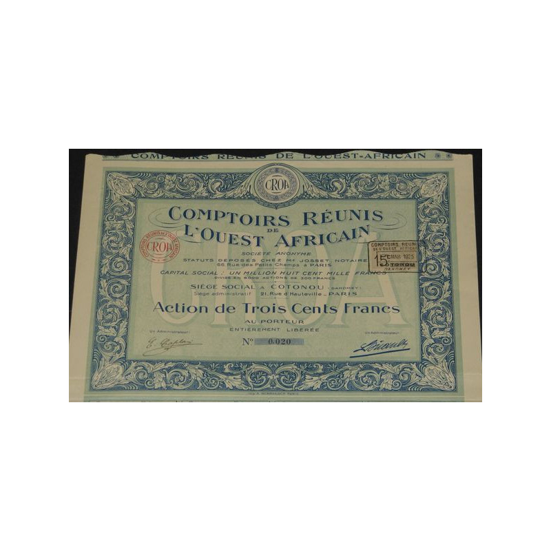 Comptoirs réunis de l'Ouest Africain (Act 300 F)