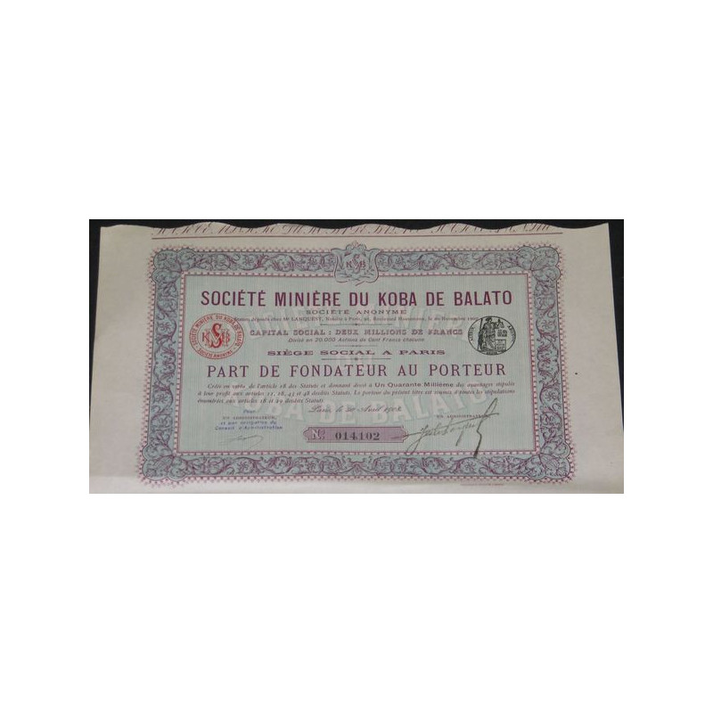 Sté Minière du Koba de Balato