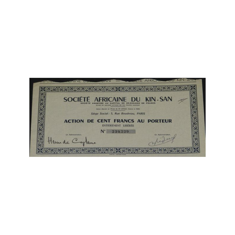 Sté Africaine du Kin-San