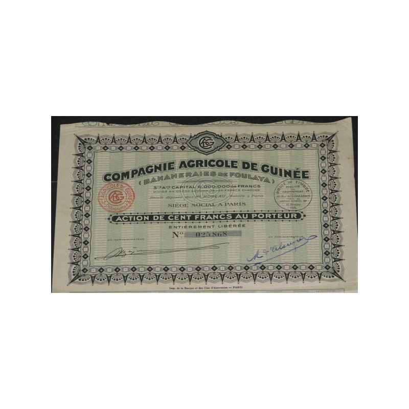 Cie Agricole de Guinée (Bananeraies de Foulaya)