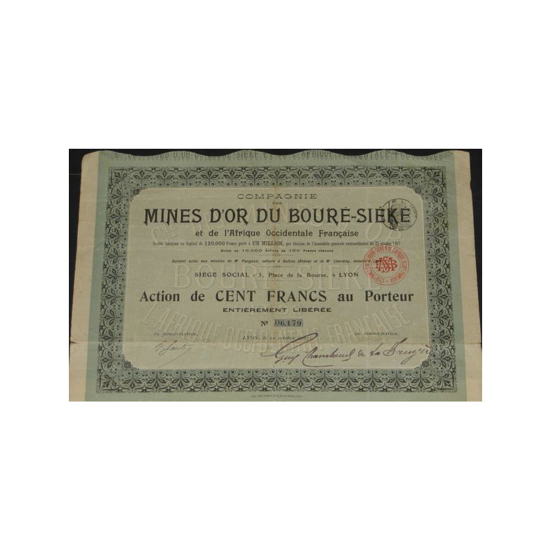 Cie des Mines d'Or du Bouré-Siéké et de l'Afrique Occidentale Française (Act)
