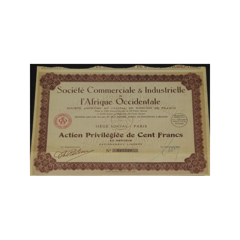Sté Commerciale & Industrielle de l'Afrique Occidentale (Act Privil)