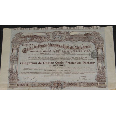 Cie du Chemin de Fer Franco-Ethiopien de Djibouti à Addis-Abeba (Obl 400 F)