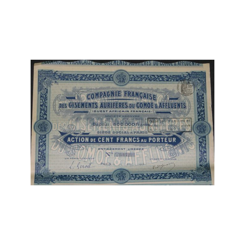 Cie Française des Gisements Aurifères du Comoé & Affluents (Act)