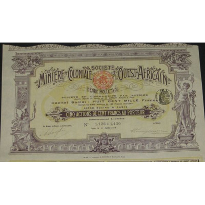 Sté Minière et Coloniale de l'Ouest Africain (5 Act)