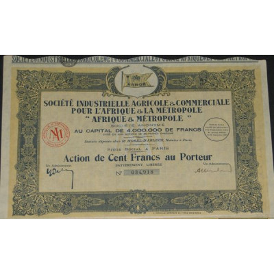 Sté Industrielle Agricole & Commerciale pour l'Afrique & la Métropole "Afrique & Métropole"