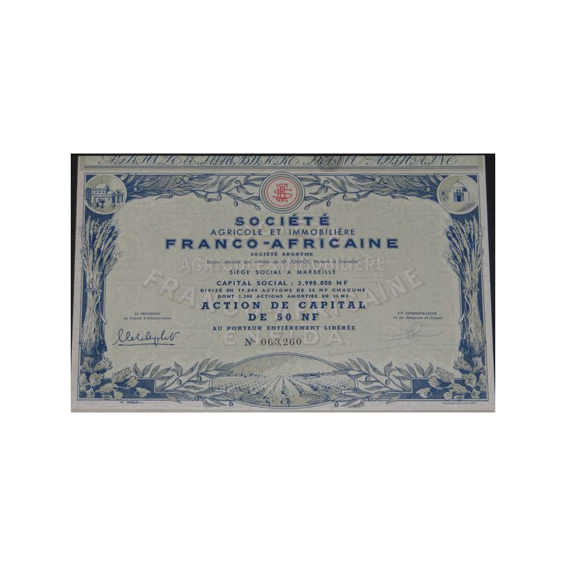 Sté Agricole et Immobilière Franco-Africaine (Act Cap)