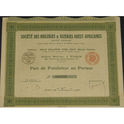 Sté des Huileries & Rizeries Ouest-Africaines