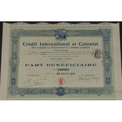 Crédit International et Colonial pour Favoriser le Développement du Commerce Extérieur