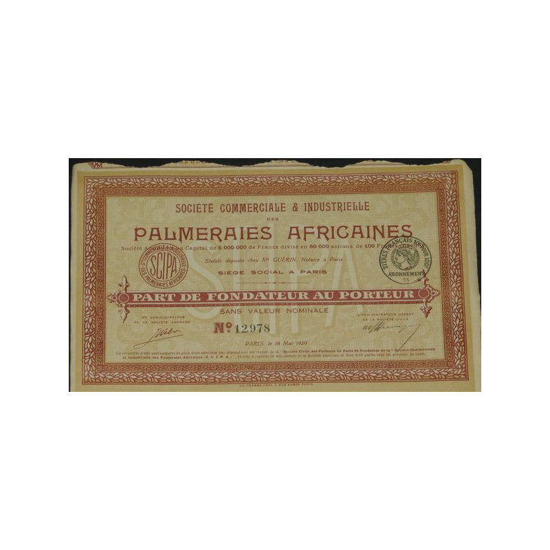 Sté Commerciale et Industrielle des Palmeraies Africaines (PF)
