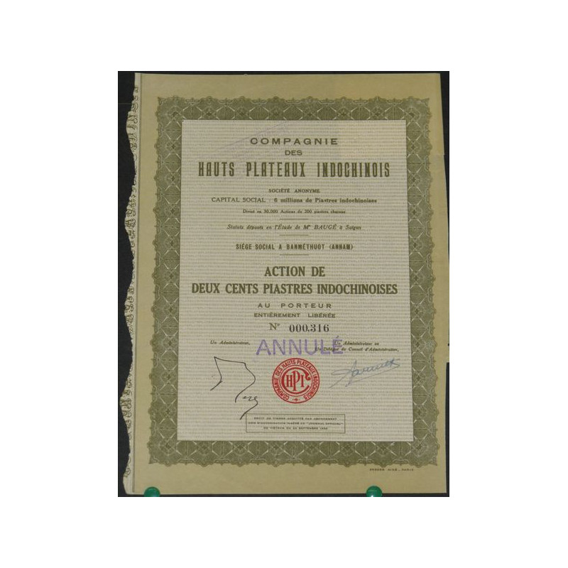 Cie des Hauts Plateaux Indochinois