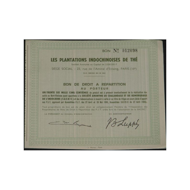 Les Plantations Indochinoises de Thé (Bon)