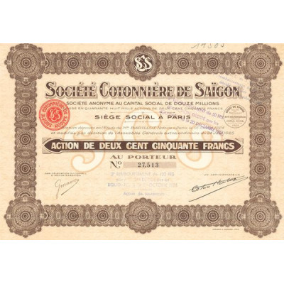 Sté Cotonnière de Saïgon (Act 250 F)