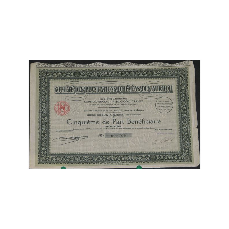 Sté des Plantations d'Hévéas de Caukhoi (5ème de PB)