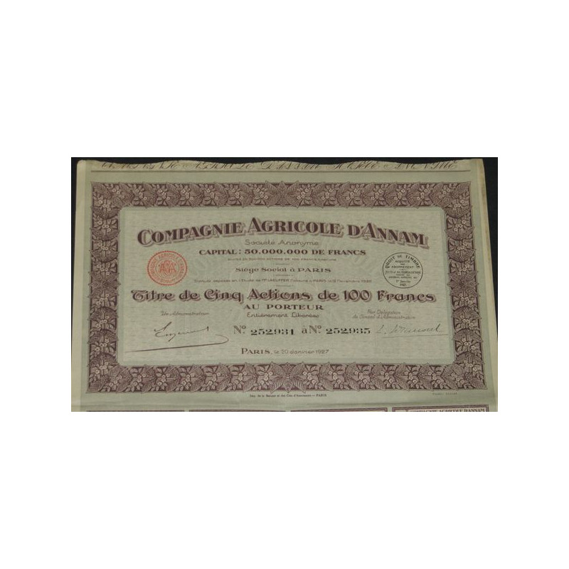 Cie Agricole d'Annam (5 Act)