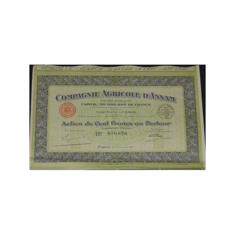 Cie Agricole d'Annam (Act 100 F)