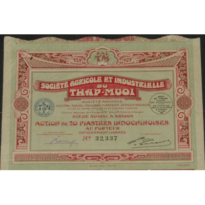 Sté Agricole et Industrielle du Thap-Muoi (Act 20 Piastres)