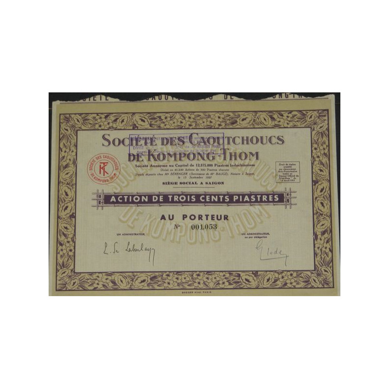 Sté des Caoutchouc de Kompong-Thom