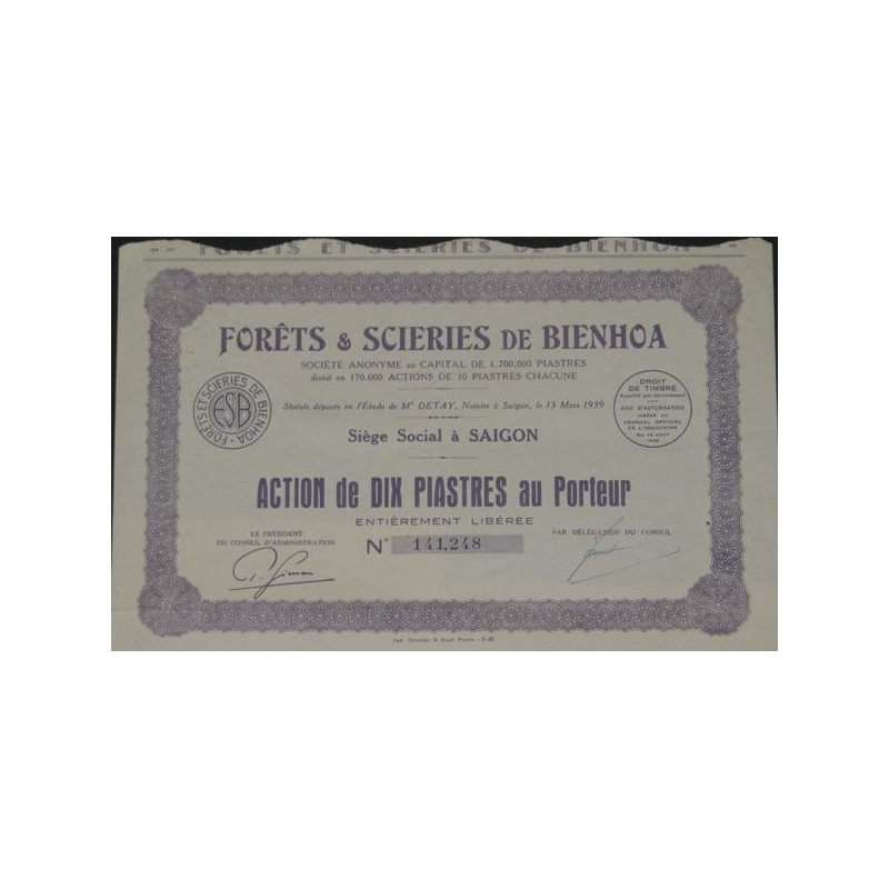 Forêts & Scieries de Bienhoa (Act 10 Piastres)