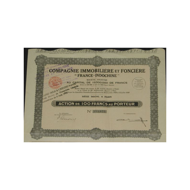 Cie Immobilière et Financière "France-Indochine"