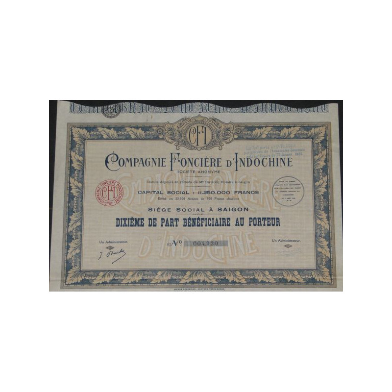 Cie Foncière d'Indochine (10ème de PB)