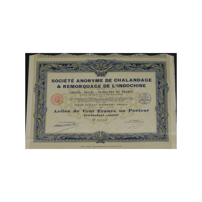 S.A. de Chalandage & Remorquage de l'Indochine (Act 100 F)