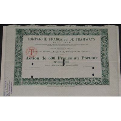 Cie Française de Tramways Indochine (Act 500 F) (blanquette)