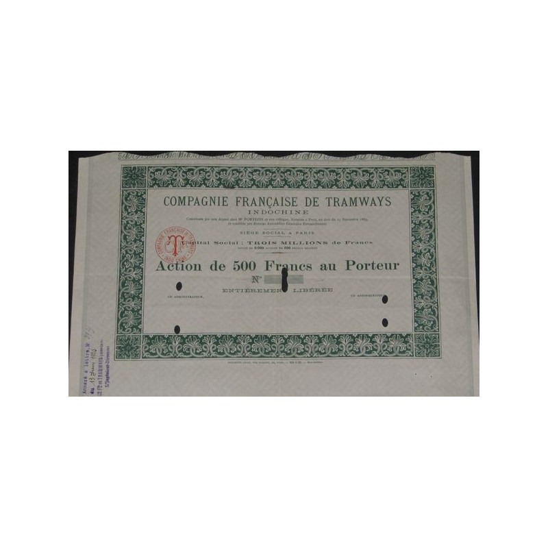 Cie Française de Tramways Indochine (Act 500 F) (blanquette)
