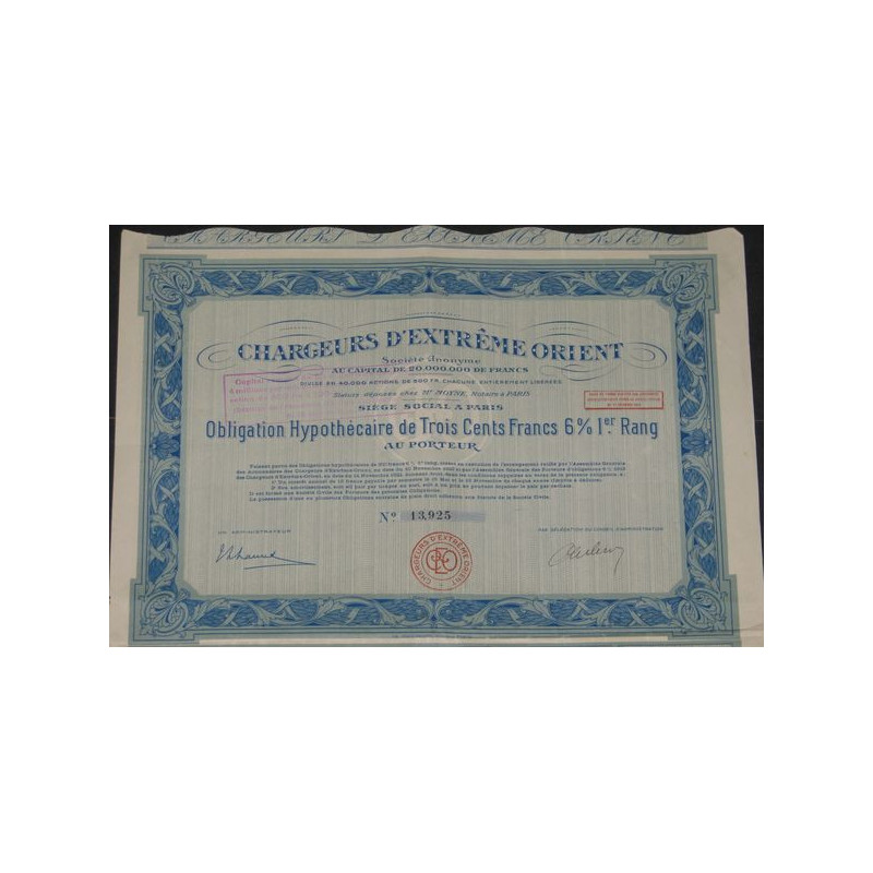 Chargeurs d'Extrême-Orient (Obl Hypot 300 F)