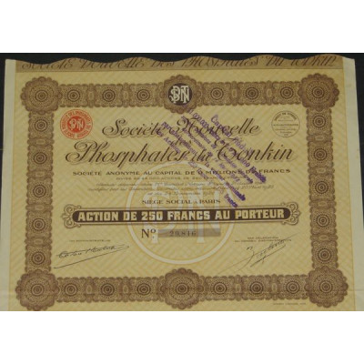 Sté Nouvelle des Phosphates du Tonkin (Act 250 F)