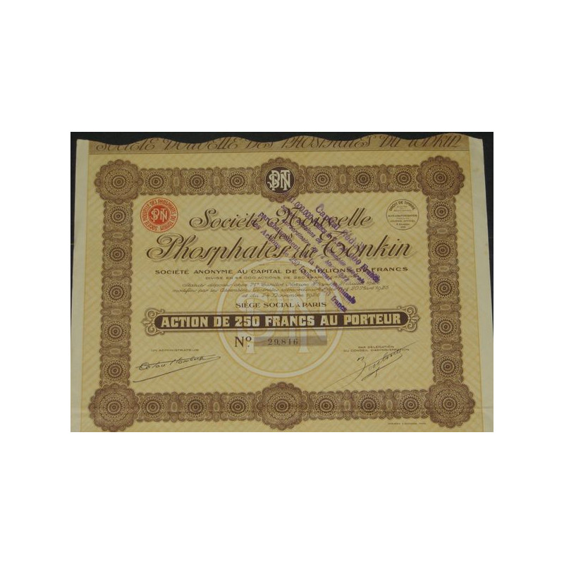 Sté Nouvelle des Phosphates du Tonkin (Act 250 F)