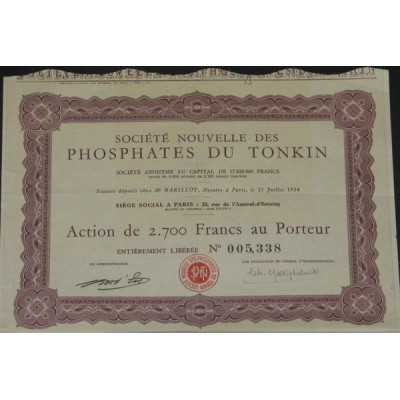 Sté Nouvelle des Phosphates du Tonkin (Act 2700 F)