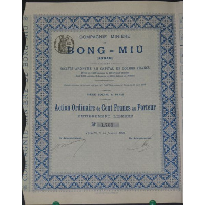 Cie Minière de Bong-Miû (Annam) (Act O)