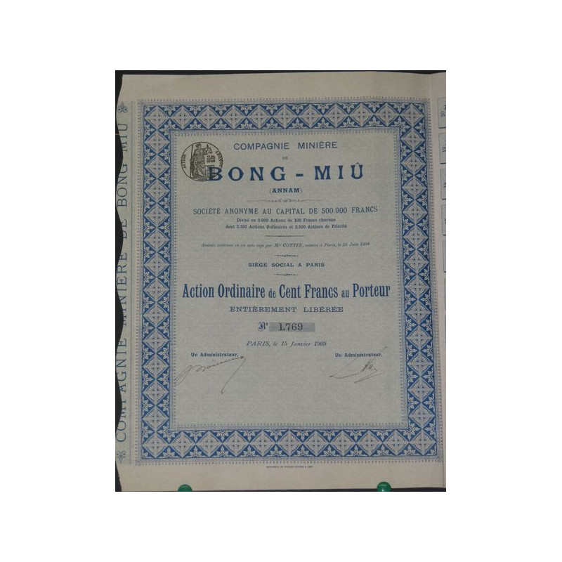 Cie Minière de Bong-Miû (Annam) (Act O)